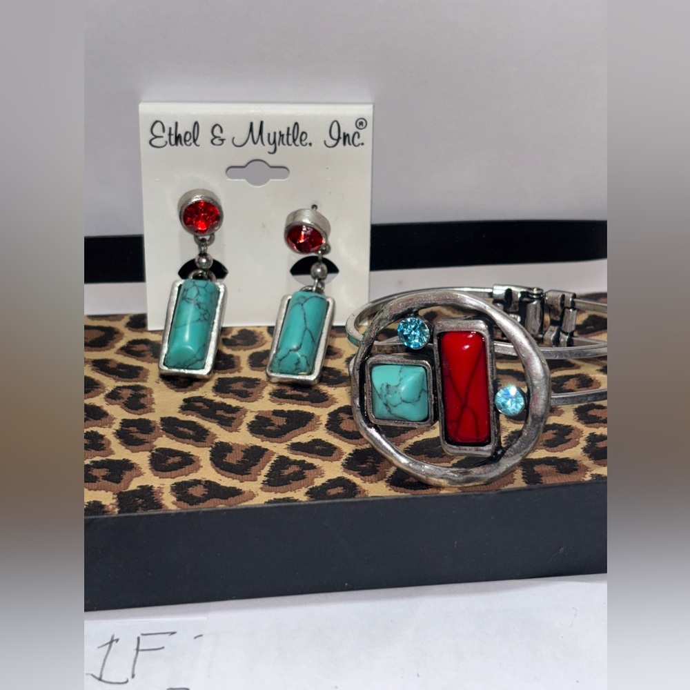 Turquoise and Red Stone Bracelet